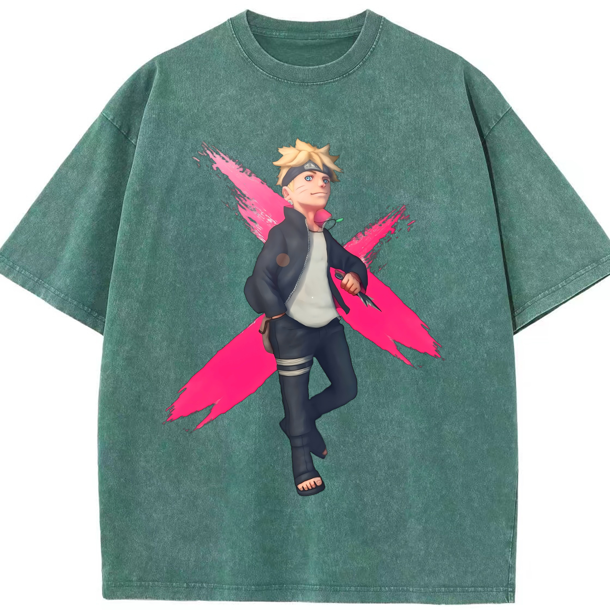 （画像用） NARUTO -ナルト- うずまき ボルト Uzumaki Boruto 綿100% ヴィンテージ風 半袖Tシャツ（フロントプリント）